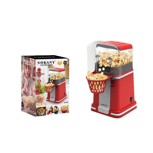 SOKANY Electric Popcorn Maker: Compact and Efficient: red, white popcorn maker appliance, retro-inspired style