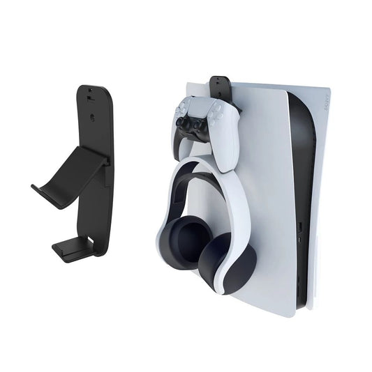 Controller Wall Mount Stand: Organized, Durable, Easy: white, black wall-mounted game console and accessory holder, minimal m