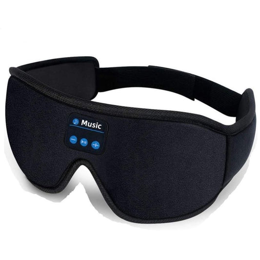 Bluetooth Sleep Mask for Music Streaming: black, dark navy eye mask with built-in music controls, minimal functional style