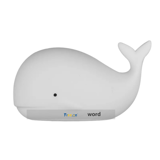 Color-Changing Night Light: Portable and Wireless: white, light gray whale, minimal cartoon style