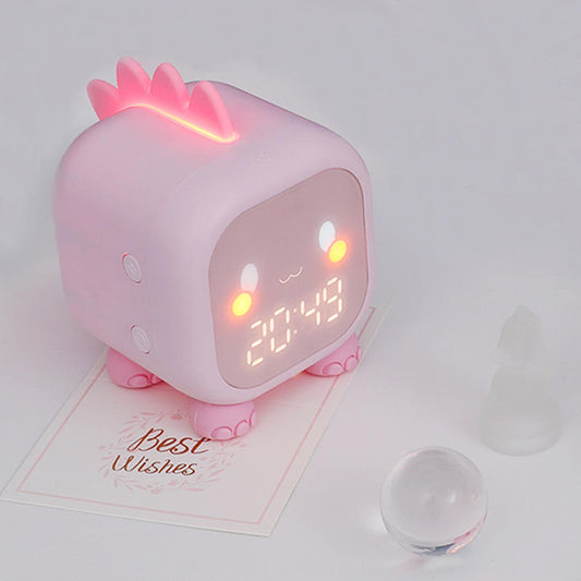 Sunrise RGB Alarm Night Light: pastel pink, light pink cute character-like design, kawaii cartoon style