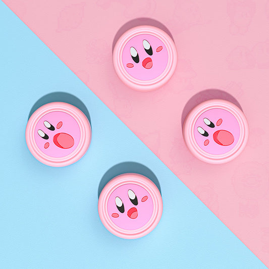 Kirby Joystick Caps for Switch Accessories: pink, light pink Kirby-like cartoon character face, kawaii cartoon style