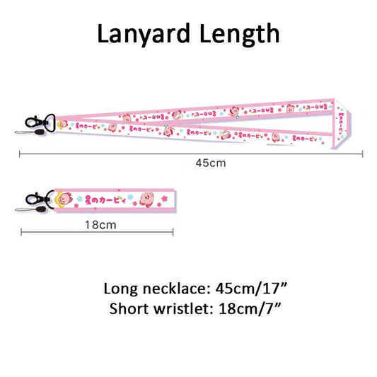 Kirby Lanyard with Cute Charm: pink, white Kirby character theme, cartoon kawaii style