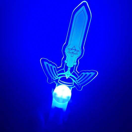 LED Zelda Master Sword Light Up Toy: blue, cyan fantasy sword, cartoon fantasy style