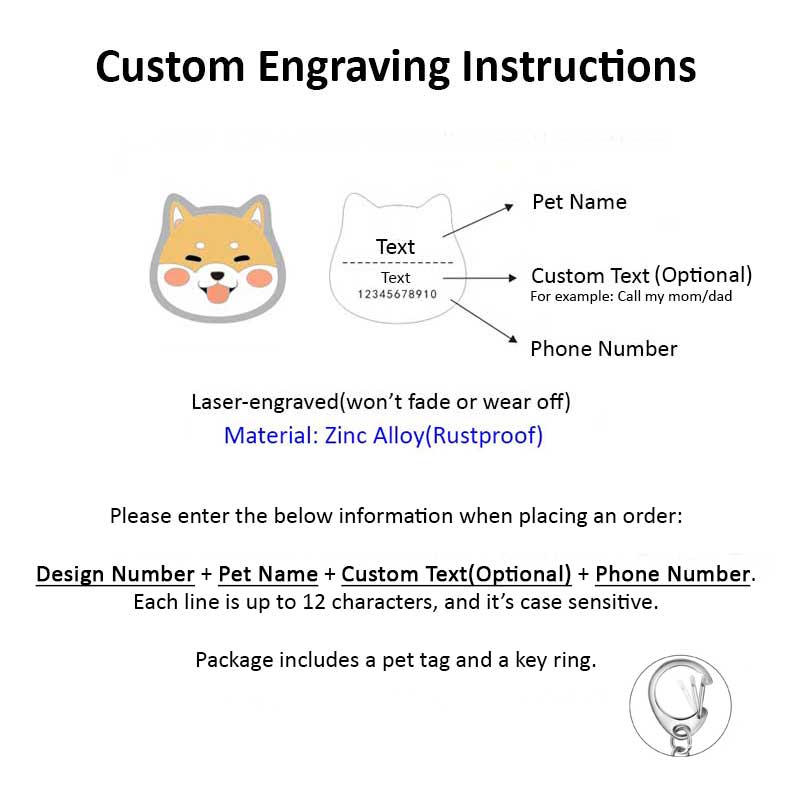 Pug Dog ID Tag with Free Engraving