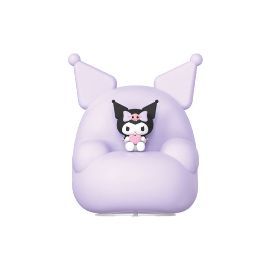Cute LED Night Light with Remote: pastel lavender, black Kuromi character, kawaii cartoon style