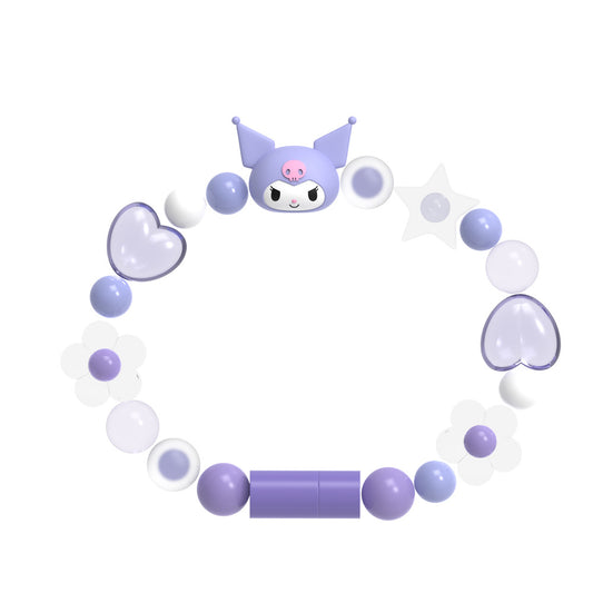 Official Bracelets Lightning/Type C Charging Cable: lavender purple, white Kuromi character, kawaii cartoon style