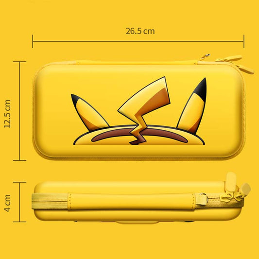 Cute Switch Travel Case for Nintendo Switch: yellow, black Pikachu-inspired character graphic, cartoon style