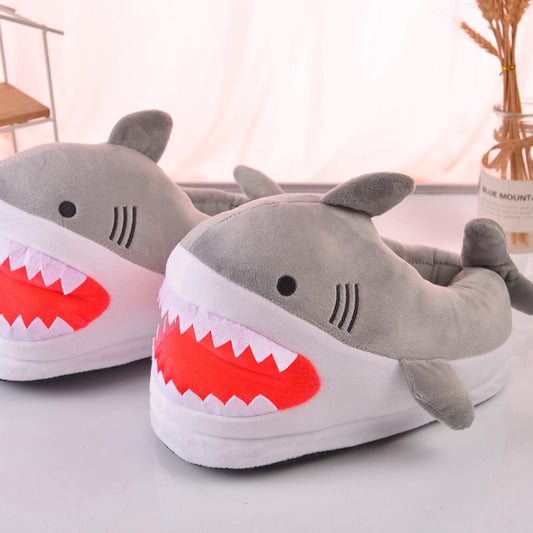 Plush Shark Slippers, Ultimate Comfort & Cuteness: gray, white shark, cartoon kawaii style