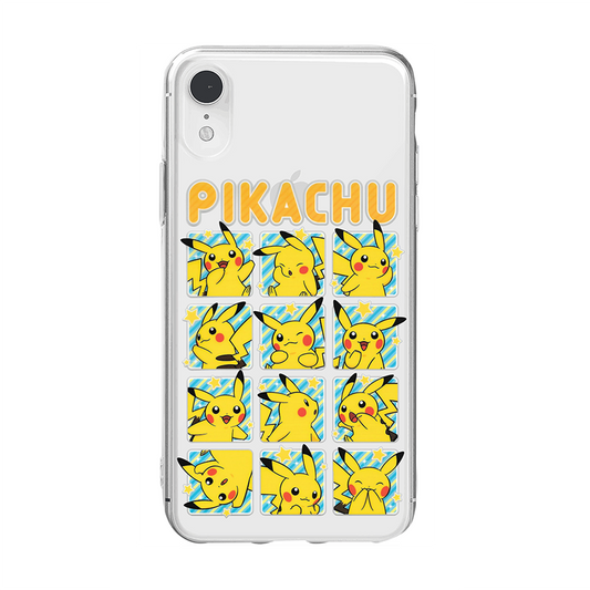 Flexible TPU Phone Case with Grip: clear, yellow Pikachu, cartoon style