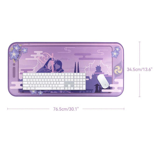 Raiden Shogun Mouse Pad: Aesthetic and Durable: purple, lavender anime-style character and fantasy landscape scene, cartoon