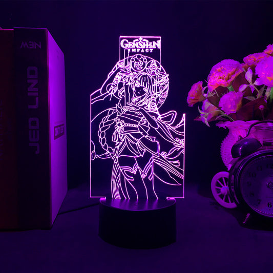 Genshin Impact Zhongli LED Lamp: purple, pink Genshin Impact anime-style female character, anime, decorative neon line art st