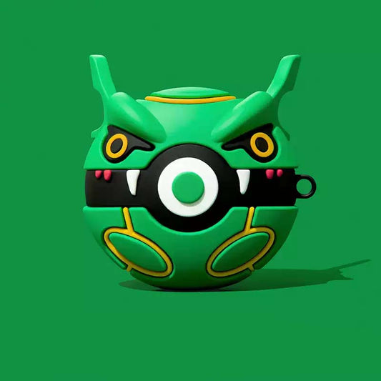 Rayquaza AirPods Case: Perfect Protection, Access: green, black green monster/creature character, cartoon, stylized style