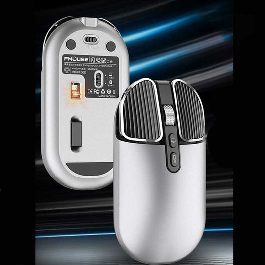 Rechargeable Bluetooth Wireless Mouse, 2400 DPI: silver, black wireless computer mouse, minimal modern style