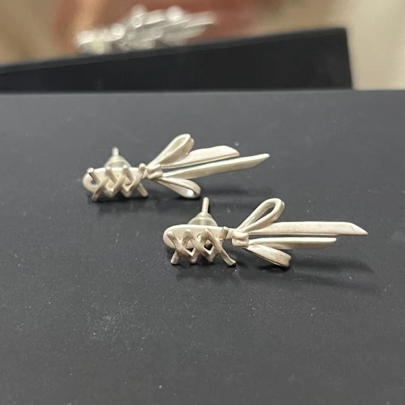 Harajuku Bow Stud Earrings - Metal