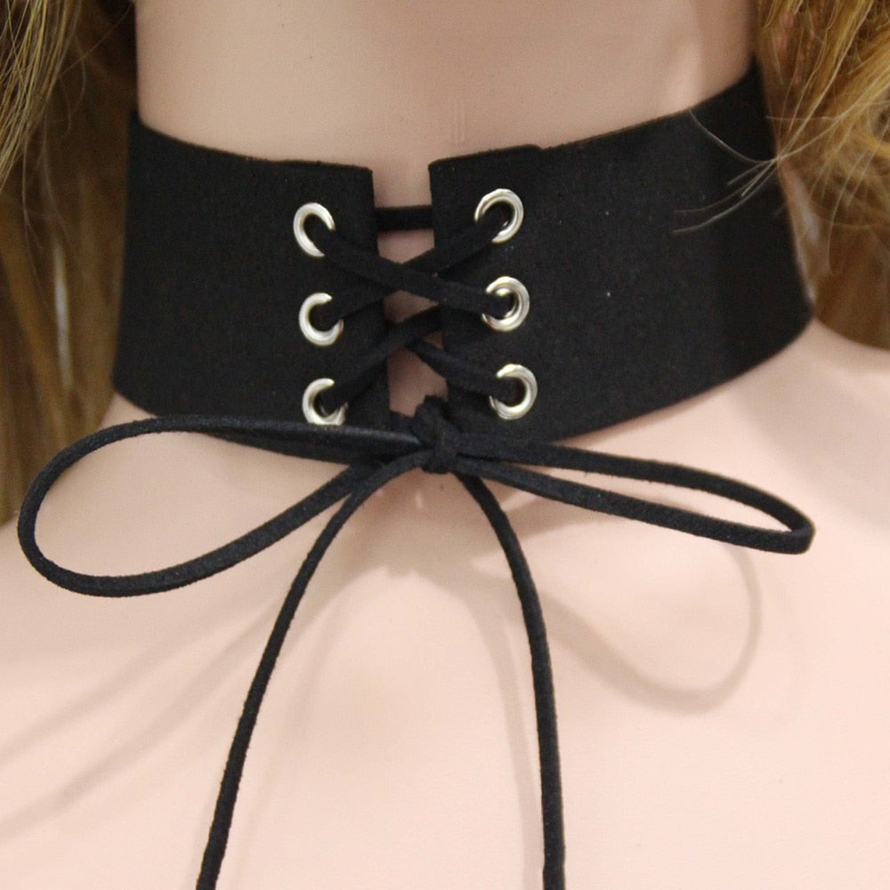 Harajuku Gothic Lace-Up Choker Necklace