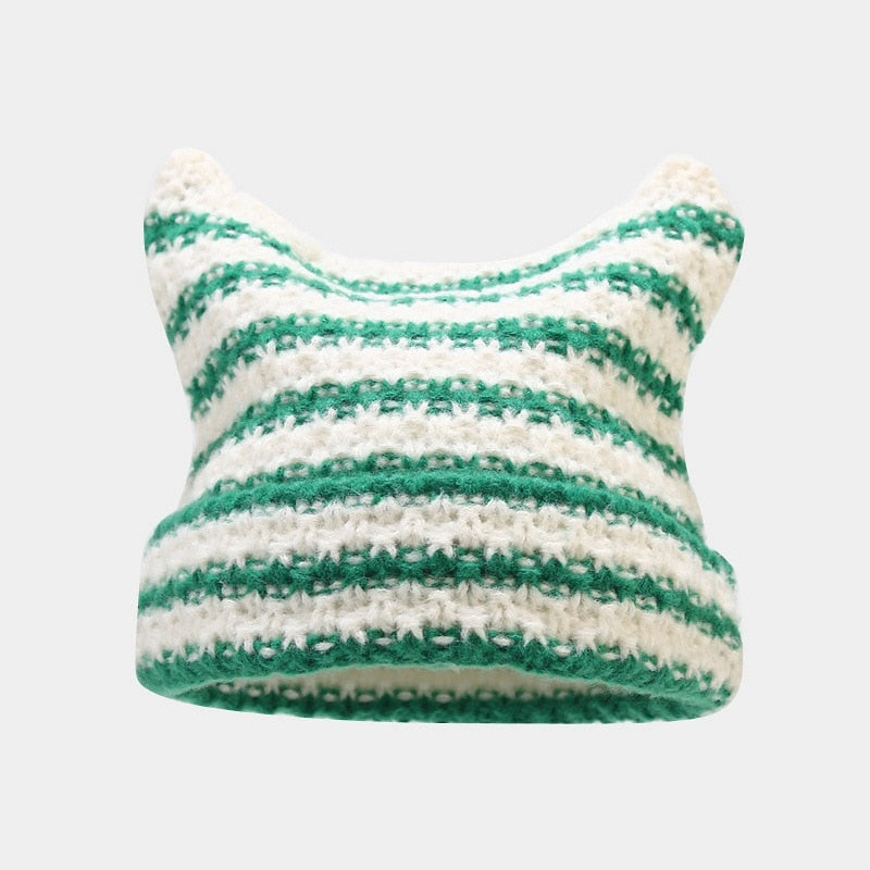 Striped Knitted Beanie for Adults