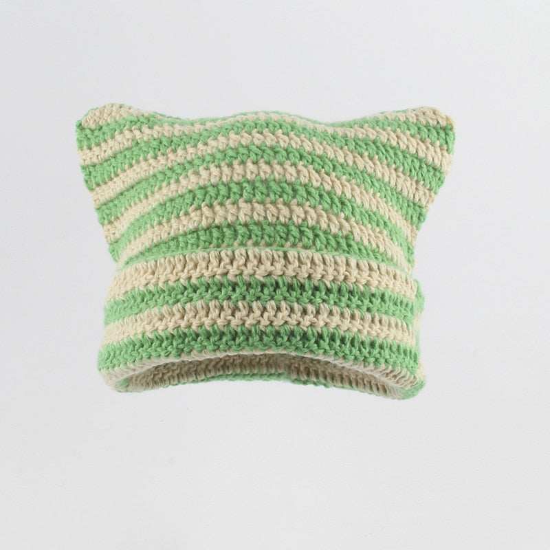 Striped Knitted Beanie for Adults