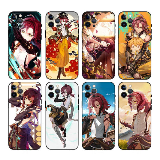 Heizou Genshin Impact Phone Case: black, red anime-style male characters, anime, colorful character illustration style