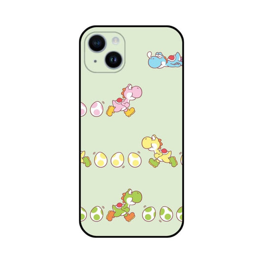 Mario Dinosaur Phone Case with Graphics: light green, green Yoshi character theme, cartoon style