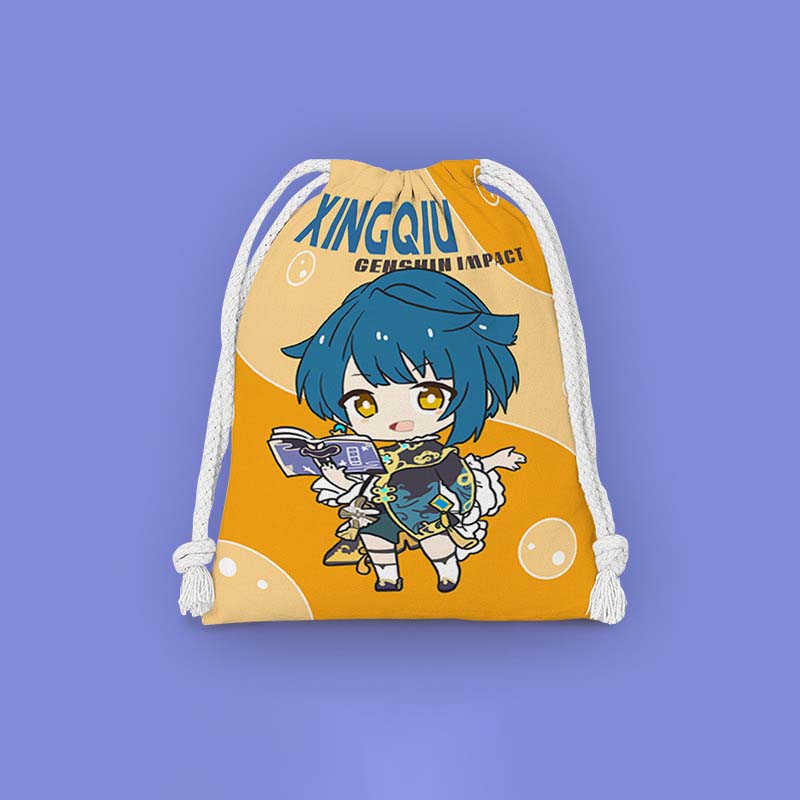 Xingqiu Genshin Impact Drawstring Bags Chibi Genshin Storage Bags Cosmetic Pouches (14)