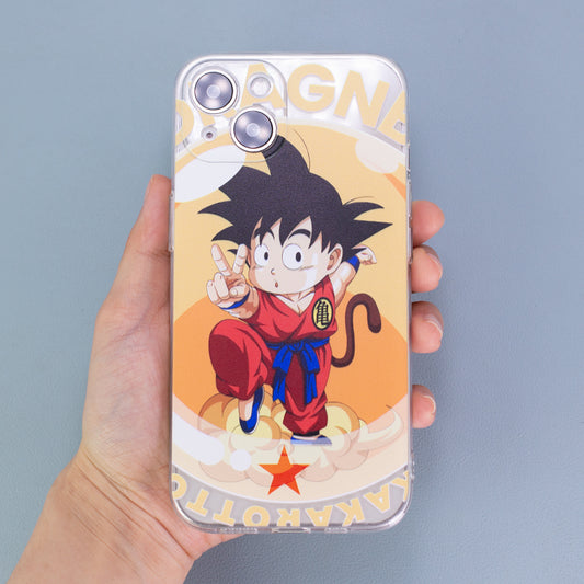 Dragon Ball iPhone Cases with Goku: clear, orange Goku character, cartoon anime style