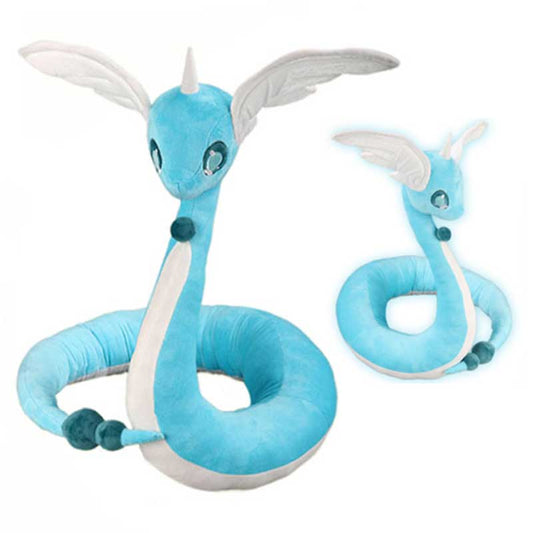 Dragonair Plush Toy, High-Quality and Ideal Gift: turquoise blue, white cartoon dragon-like creature, kawaii cartoon style