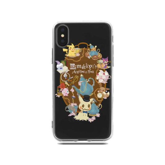 Sword and Shield Phone Case: clear, black Alice in Wonderland-themed characters, cute cartoon fantasy style
