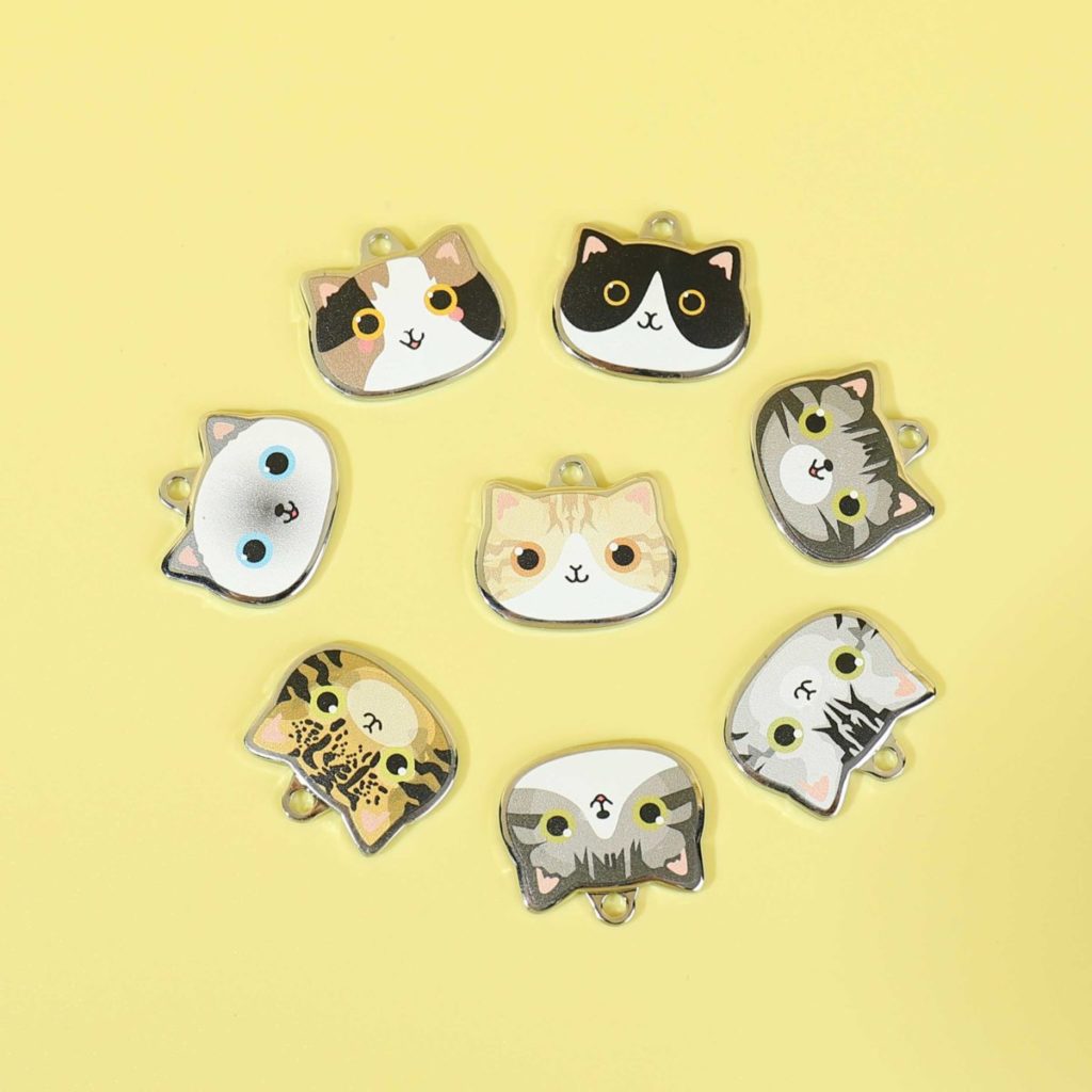 Cute Black Cat ID Tag with Engraving
